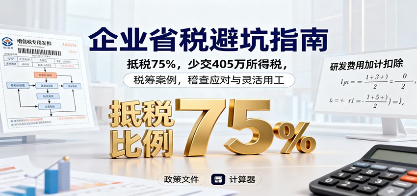 企业省税避坑指南:抵税75%,少交405万所得税,税筹案例,稽查应对与灵活用工-资源社·项目库