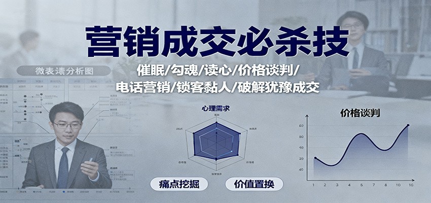 营销成交必杀技:催眠/勾魂/读心/价格谈判/电话营销/锁客黏人/破解犹豫成交-资源社·项目库