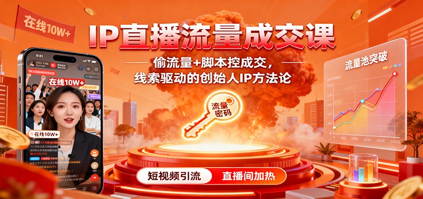 IP直播流量成交课:偷流量+脚本控成交,线索驱动的创始人IP方法论-资源社·项目库