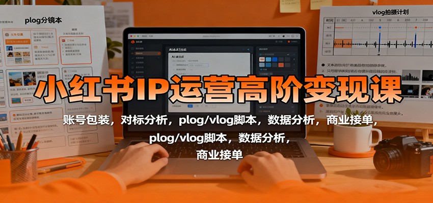 小红书IP运营高阶变现课：账号包装，对标分析，plog/vlog脚本，数据分析，商业接单-资源社·项目库