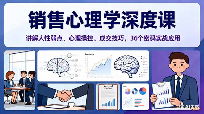 销售心理学深度课，讲解人性弱点、心理操控、成交技巧，36个密码实战应用-资源社·项目库