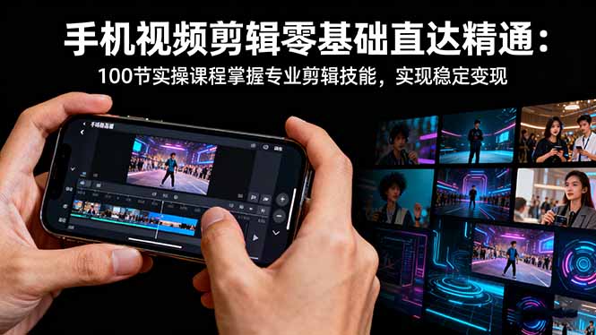 手机视频剪辑零基础直达精通：100节实操课程掌握专业剪辑技能，实现稳...-资源社·项目库