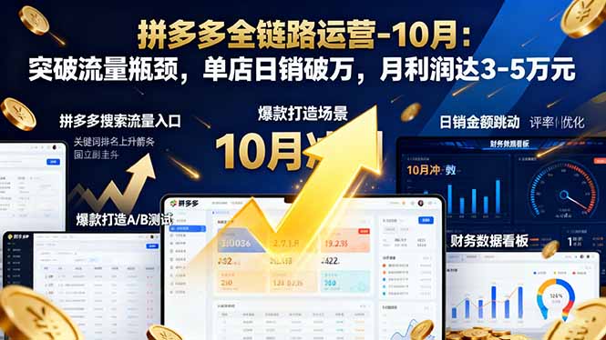 拼多多全链路运营-10月:突破流量瓶颈,单店日销破万,月利润达3-5万元-资源社·项目库