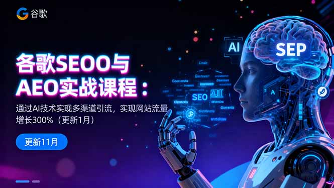 谷歌SEO与AEO实战课程:通过AI技术实现多渠道引流,实现网站流量增长300%-资源社·项目库
