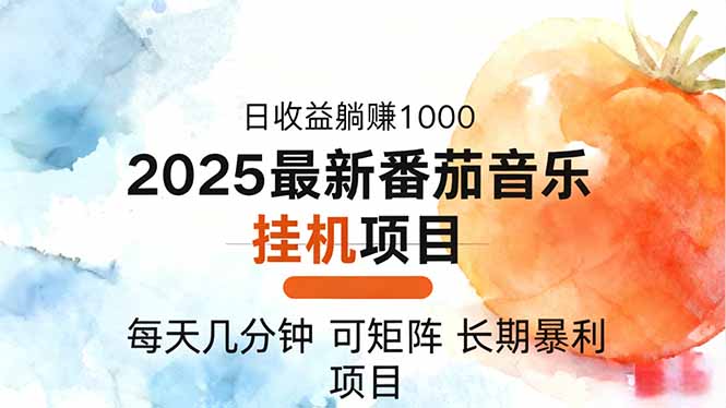 2025年最新番茄音乐人挂机项目，每天几分钟，月入1000＋，可矩阵，一台...-资源社·项目库
