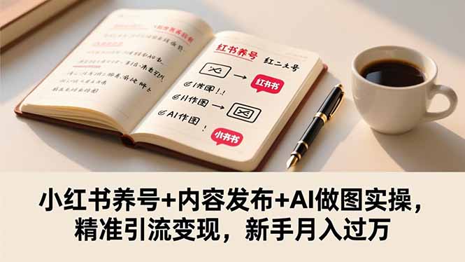 小红书养号+内容发布+AI做图实操，精准引流变现，新手月入过万-资源社·项目库