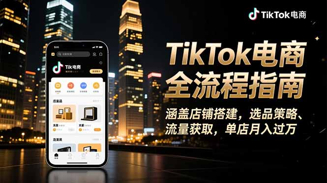 TikTok电商全流程指南，涵盖店铺搭建、选品策略、流量获取，单店月入过万-资源社·项目库