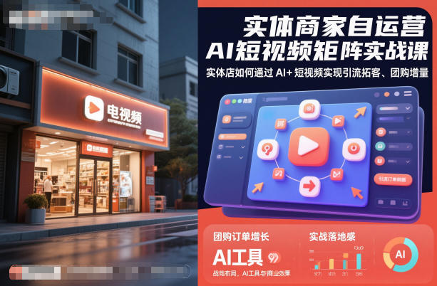 实体商家自运营AI短视频矩阵实战课，实体店如何通过AI+短视频实现引流拓客、团购增量-资源社·项目库