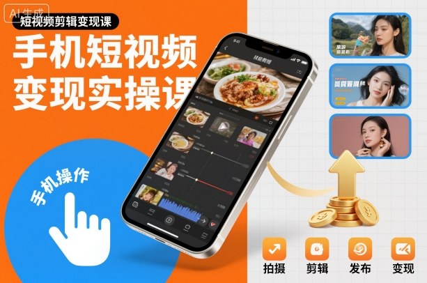 手机短视频变现实操课，短视频剪辑变现课-资源社·项目库
