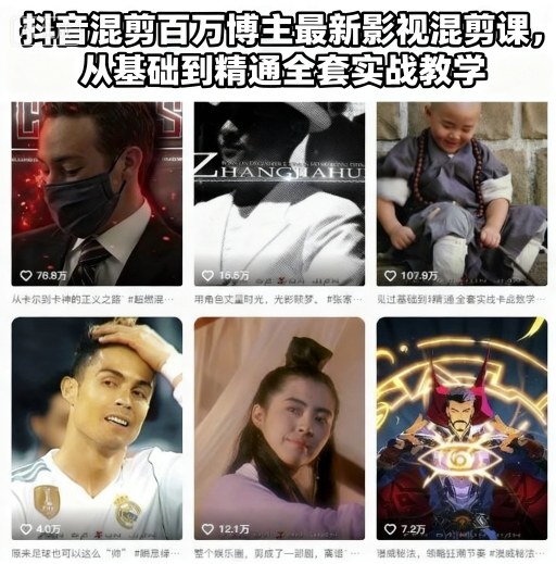 抖音混剪百万博主最新影视混剪课，从基础到精通全套实战教学(更新)-资源社·项目库