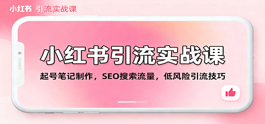 小红书引流实战课：起号笔记制作，SEO搜索流量，低风险引流技巧-资源社·项目库